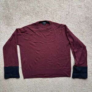 Theory Sweater Womens Medium Wool Cashmere Blend Crewneck Pullover Maroon Red